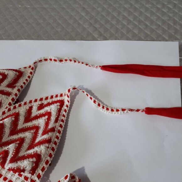 NWT Sugarfree crochet accented red & cream bikini top & bottom set - Picture 11 of 11